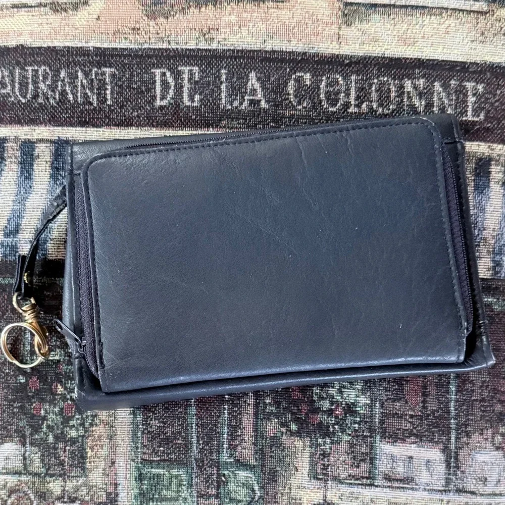 Vintage Diamicci‎ Designs Navy Blue Genuine Leather Wallet Clutch Organizer